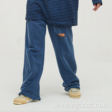 Spring new ripped loose edge sweatpants